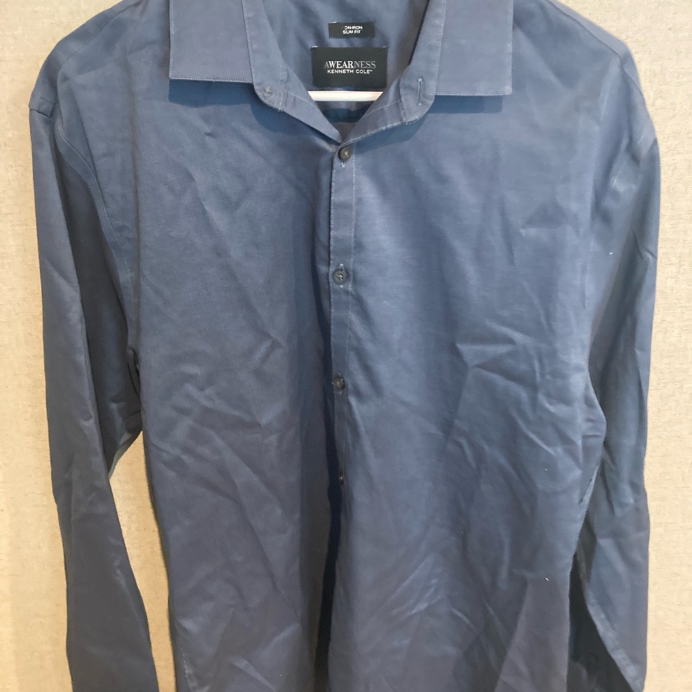 Kenneth Cole Men's Navy Button Down Shirt